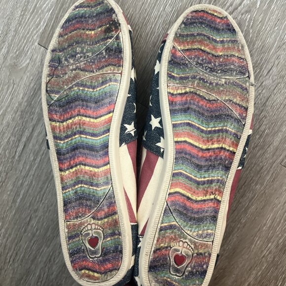 BOBS by Skechers USA American Flag Red White Blue Slip On Casual Flats Womens 11 - Picture 4 of 6